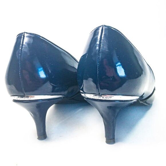 Calvin Klein Nala Two-Tone Blue/Black Patent Kitten Heels Sz 6 - Picture 5 of 9